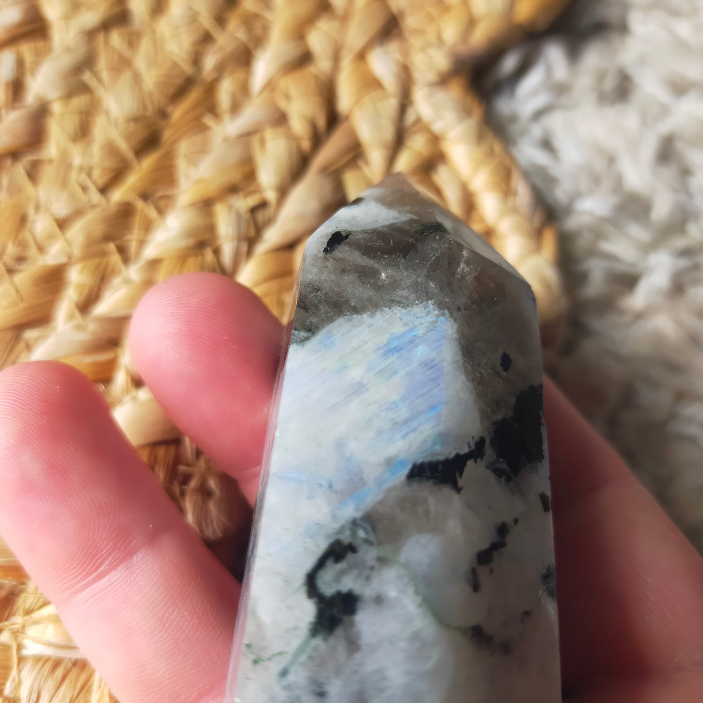 Rainbow Moonstone Point