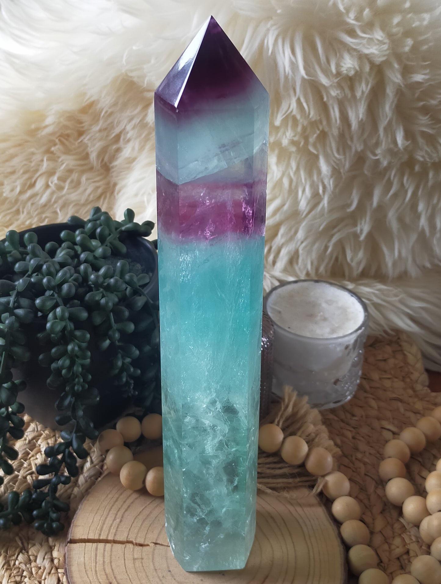 Large Watermelon Fluorite Tower