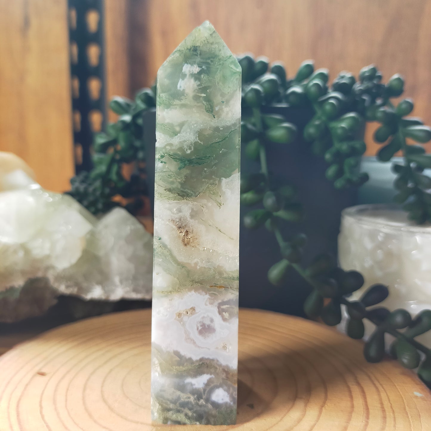 Druzy Moss Agate Point