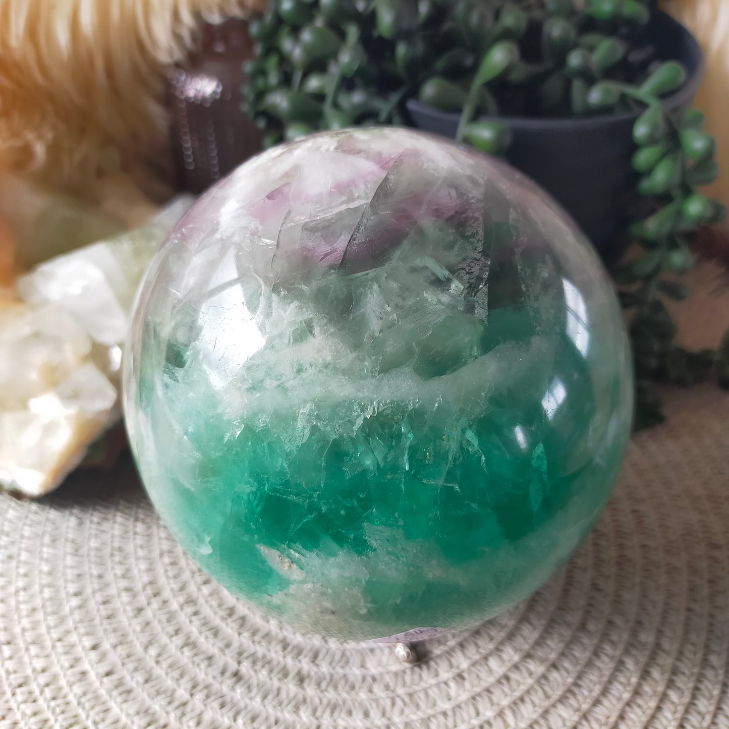 Large Feather Fluorite Sphere