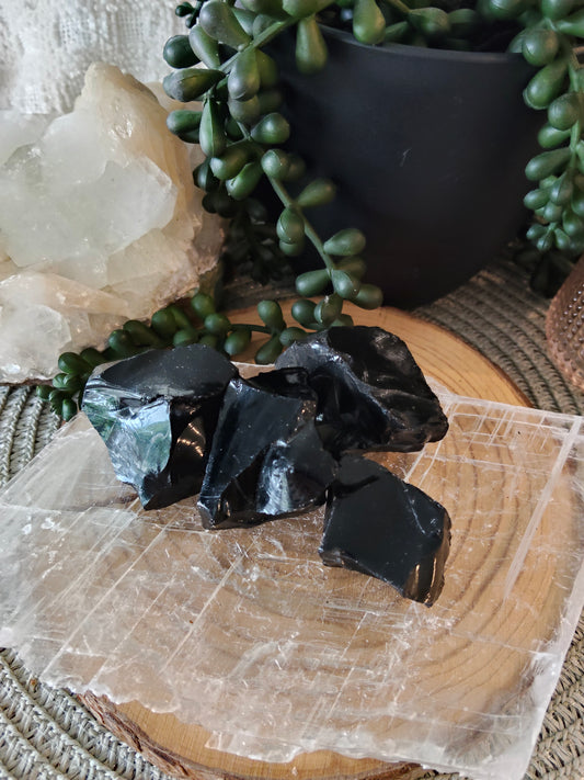 Raw Black Obsidian