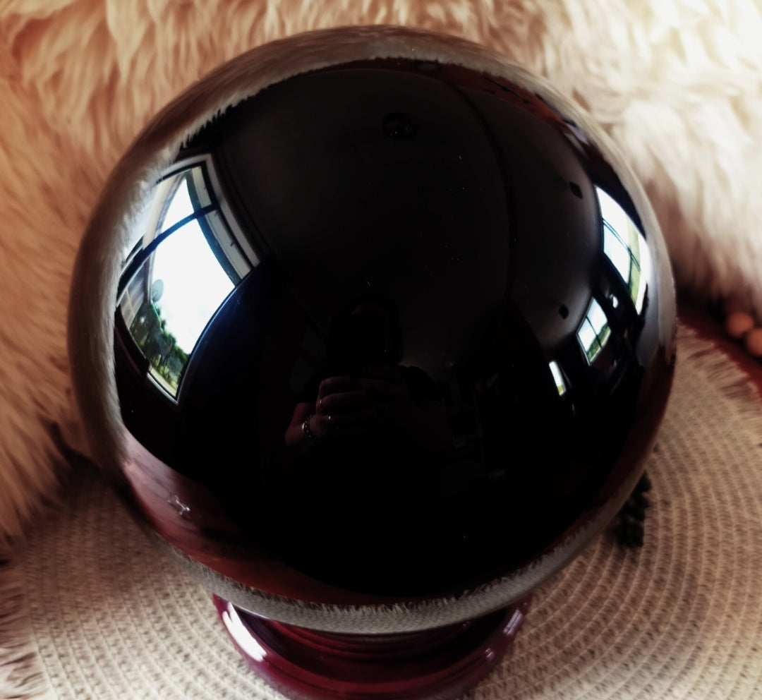 Large Black Obsidian Sphere