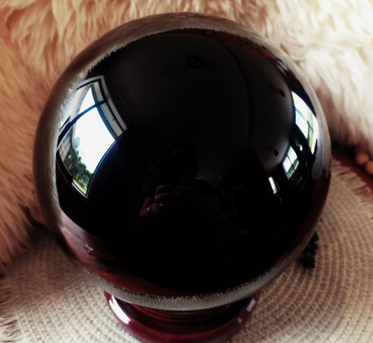 Large Black Obsidian Sphere