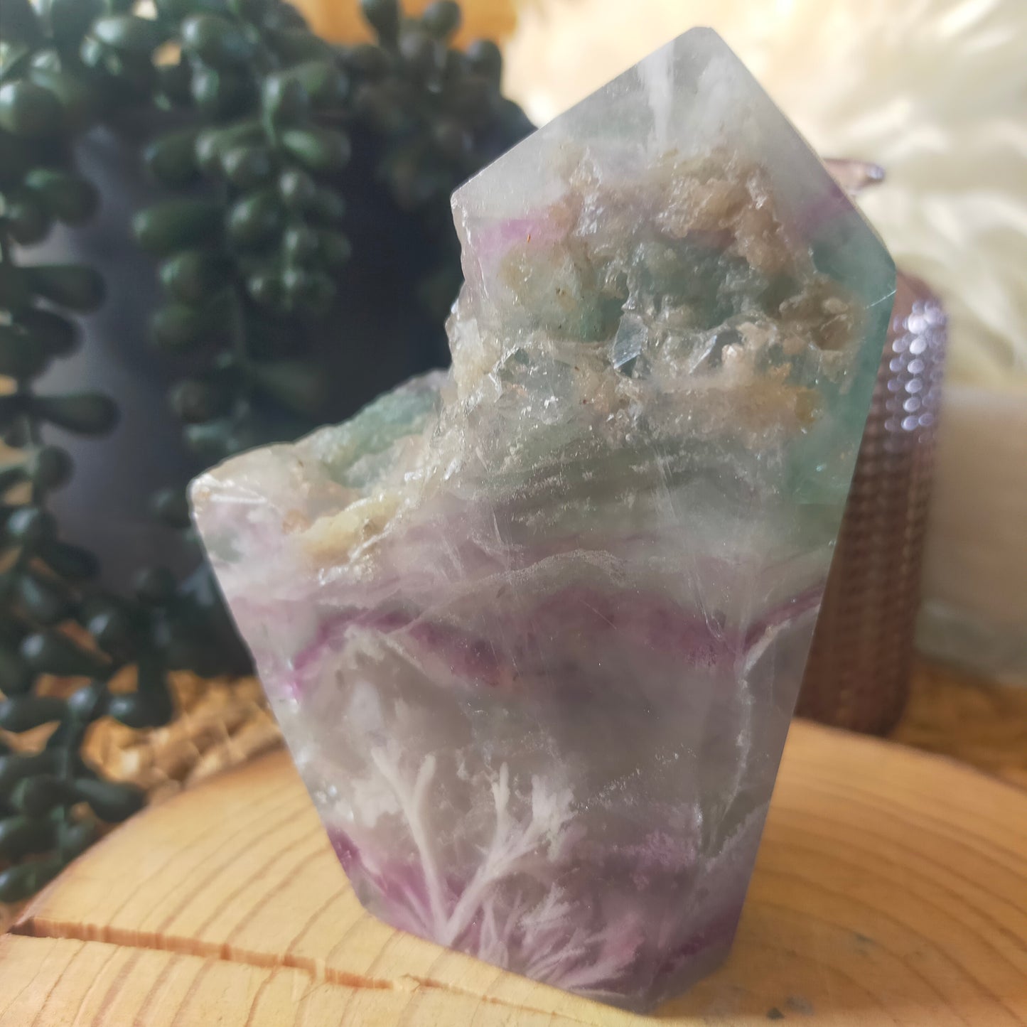 Semi Polished Fluorite Point