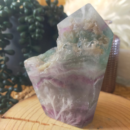 Semi Polished Fluorite Point