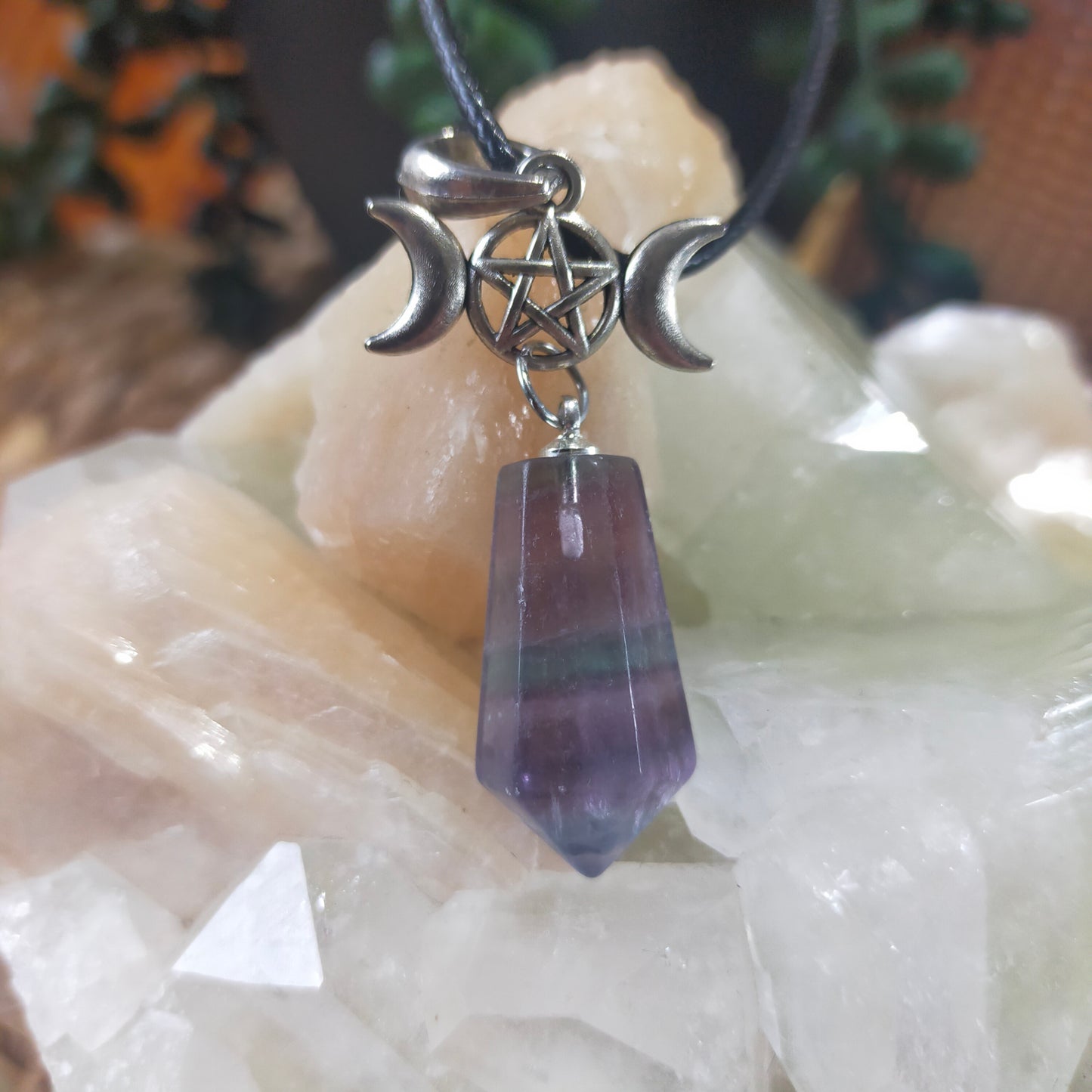 Triple Moon Fluorite Necklaces
