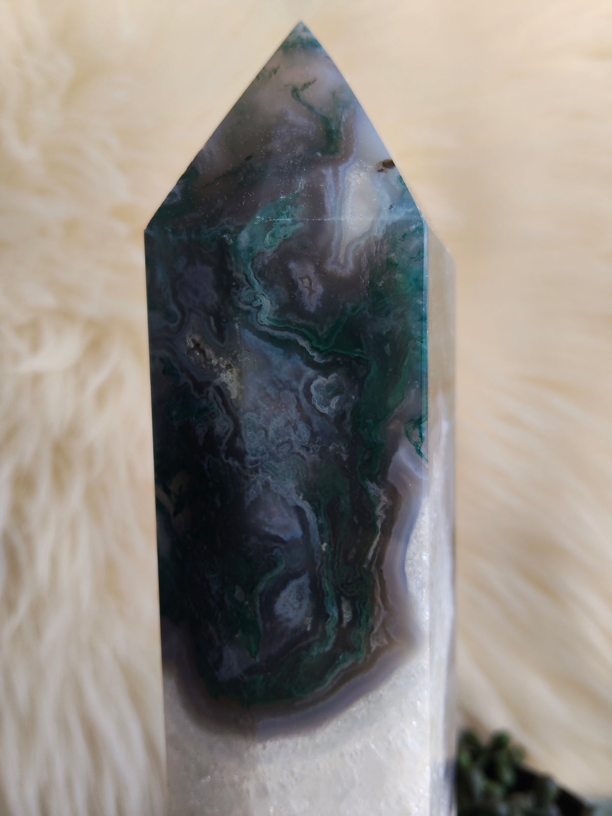 Large Moss Agate Tower