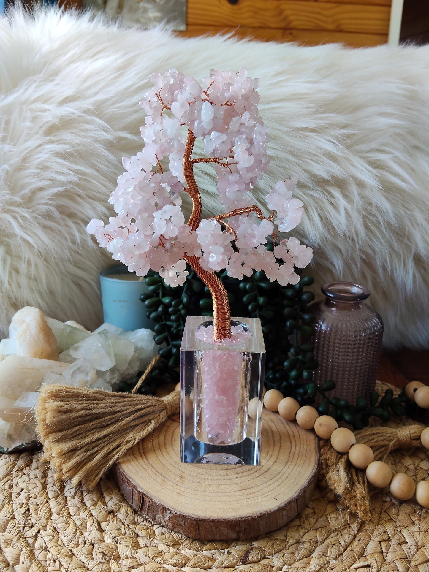 Rose Quartz Chip Tree