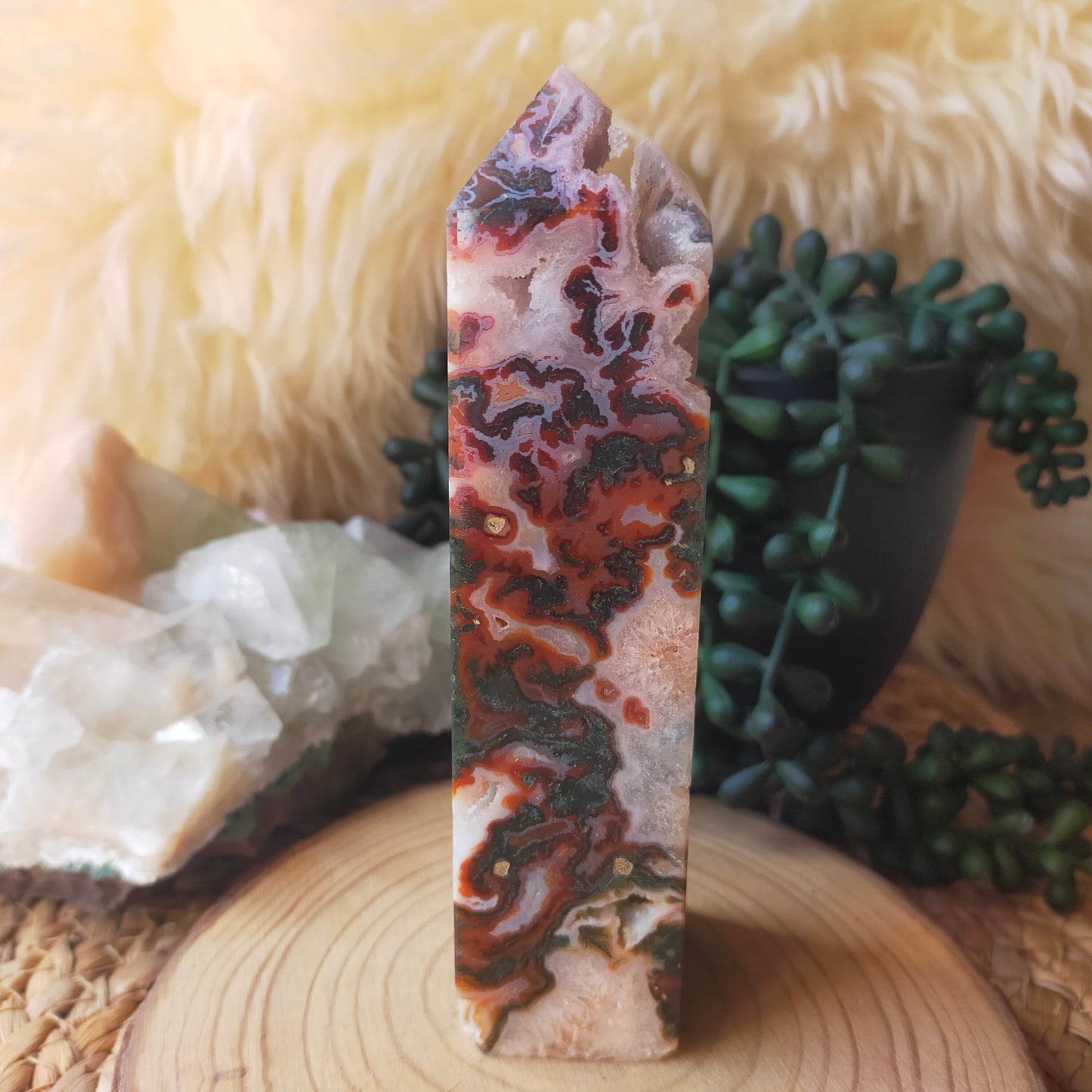 Red Moss Agate Tower