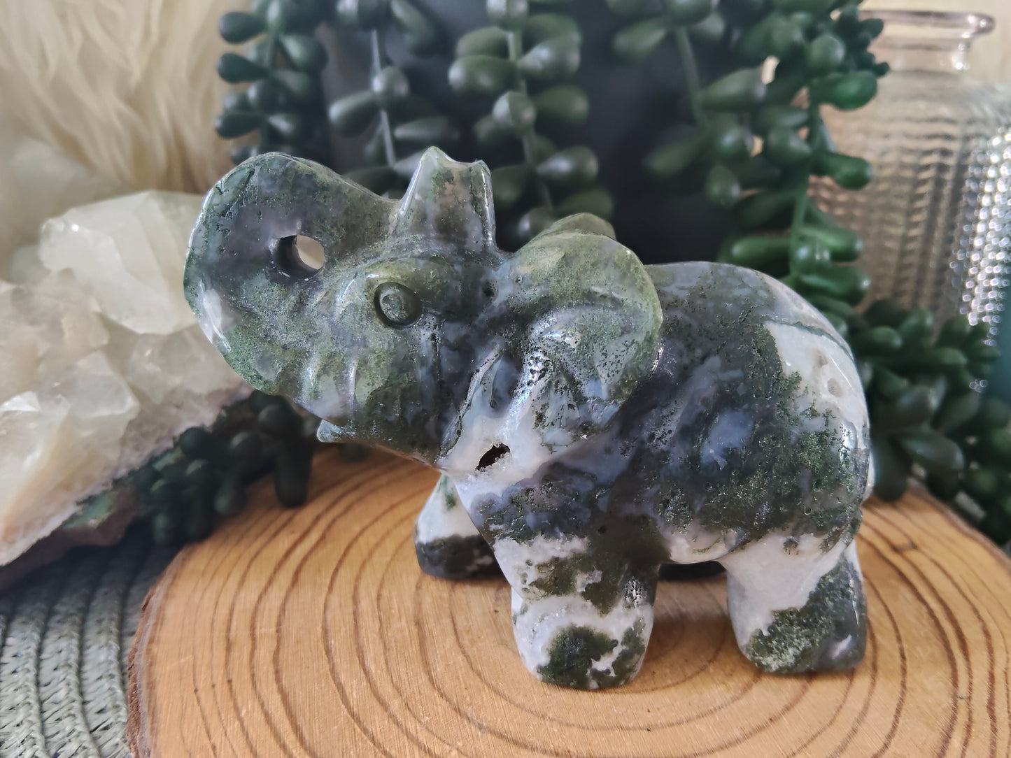Moss Agate Elephant