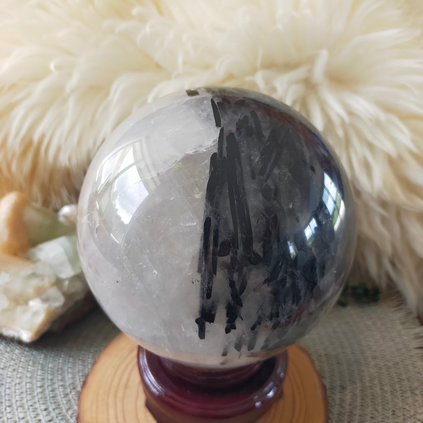 Large Black Tourmaline in Quartz Sphere