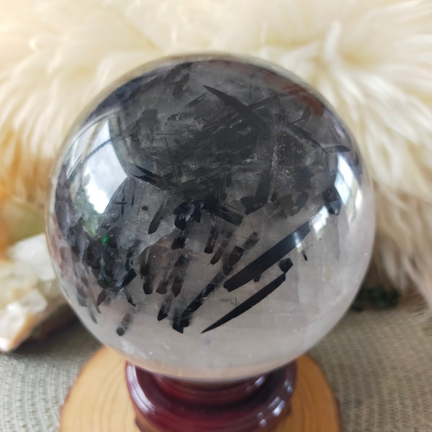 Large Black Tourmaline in Quartz Sphere