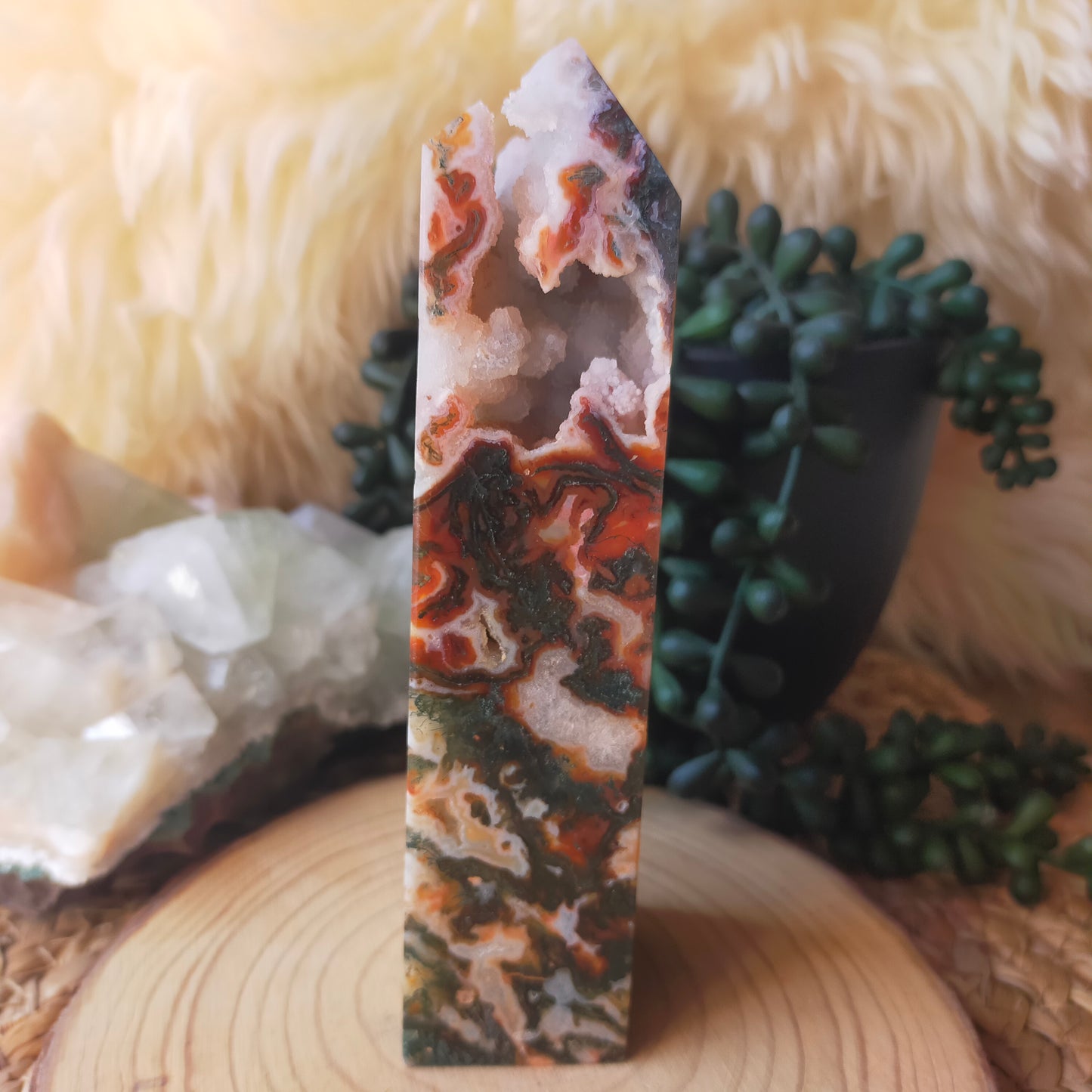 Red Moss Agate Tower