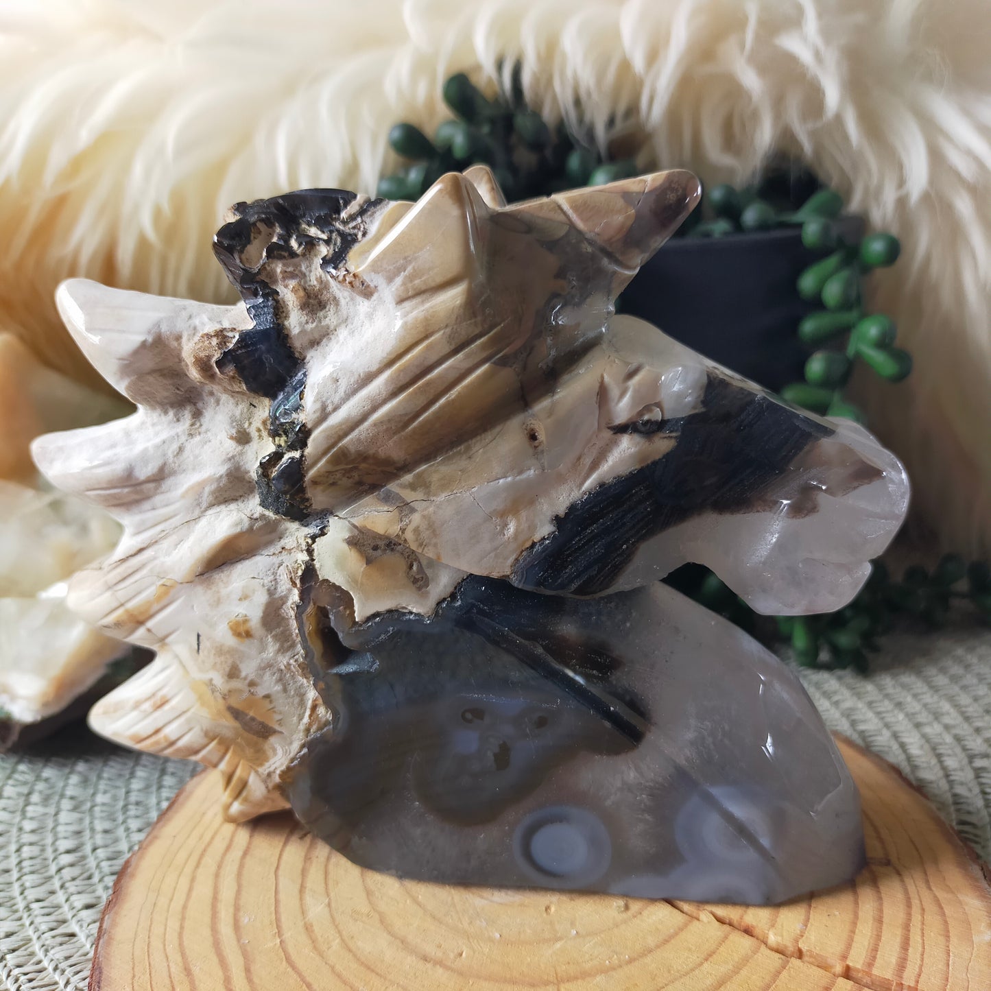 Volcano Agate Unicorn Head