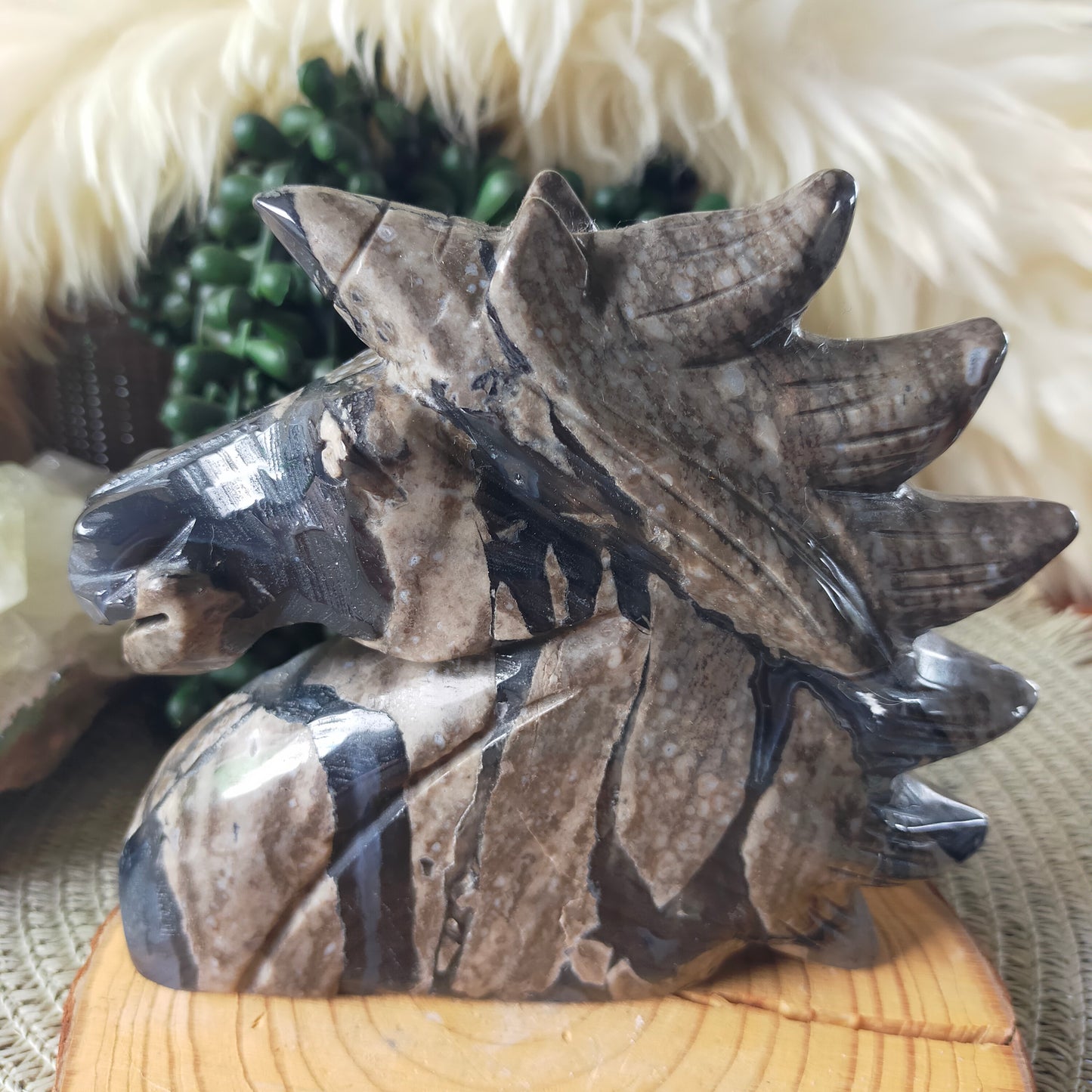 Volcano Agate Unicorn Head