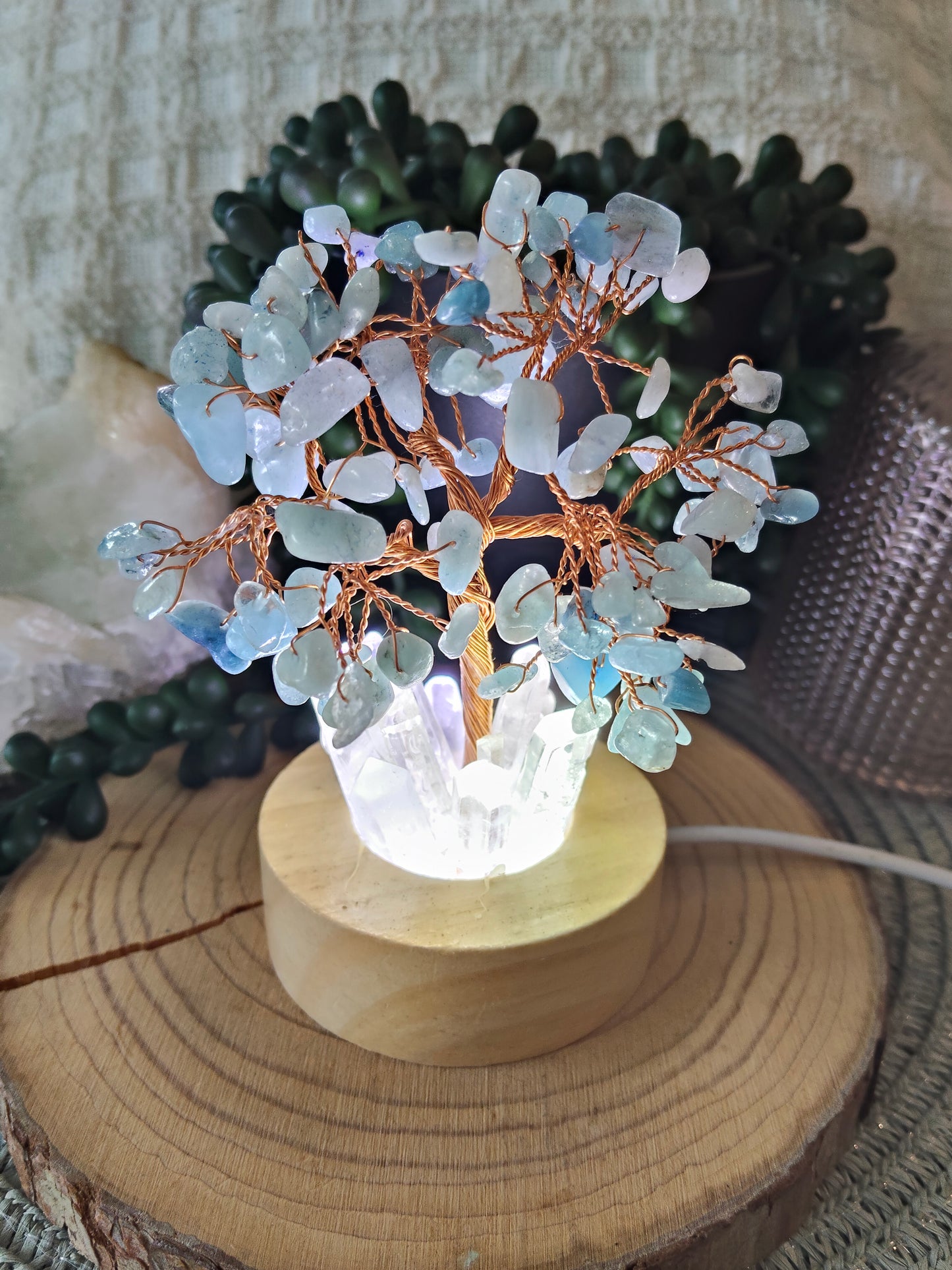 Aquamarine Chip Tree Lamp